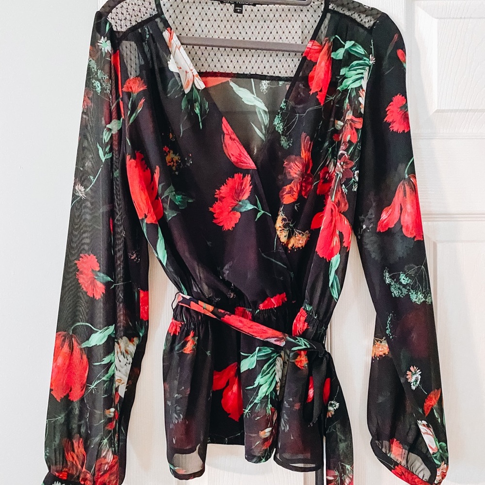 Express surplice peplum blouse